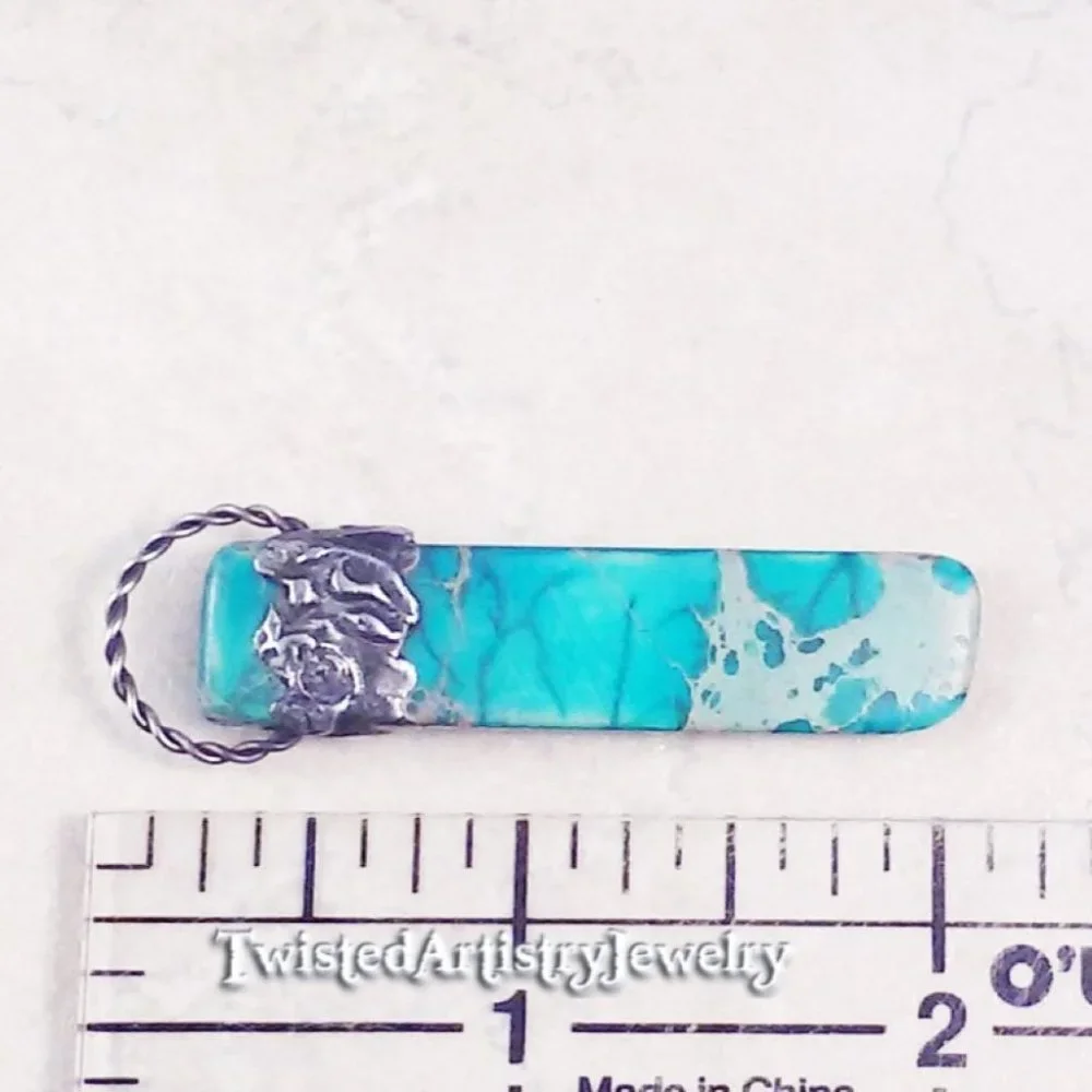 Aqua Imperial Jasper Shard Pendant Necklace - Picture 5 of 5